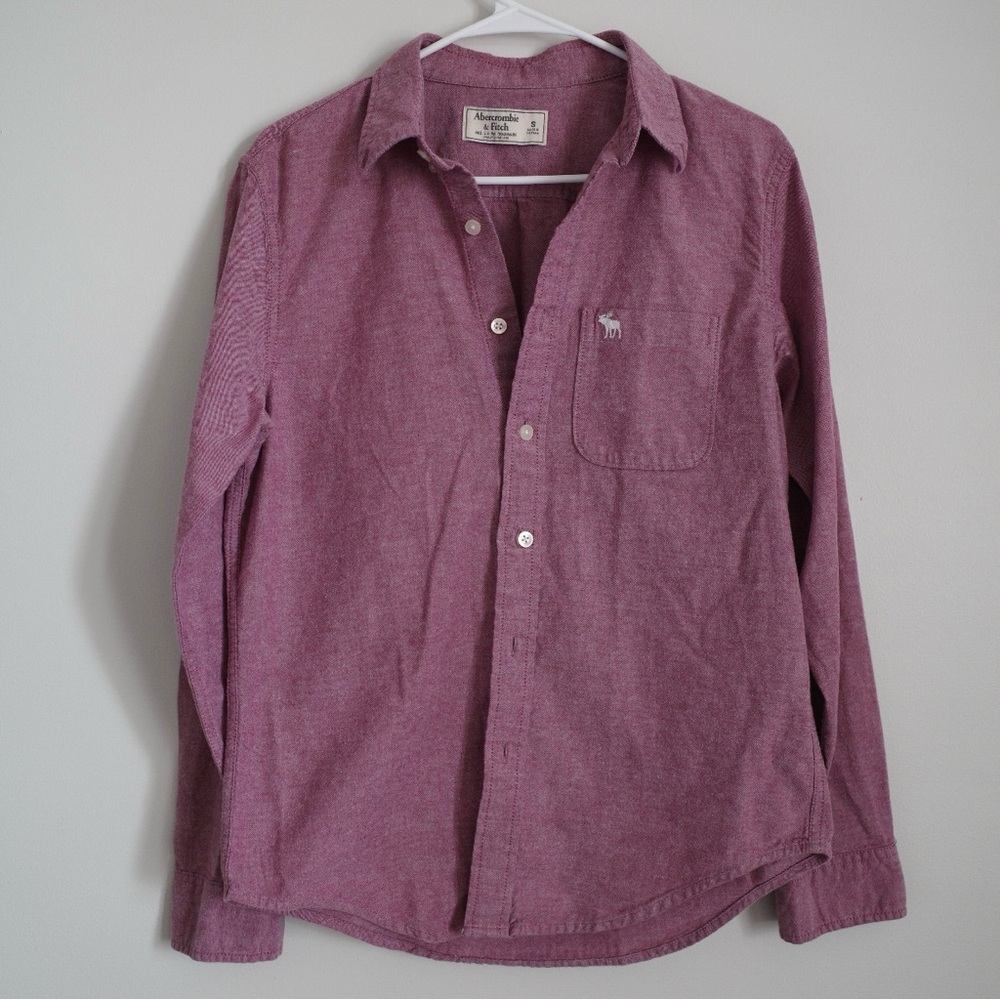Abercrombie & Fitch Unisex Casual Maroon Button Down Shirt